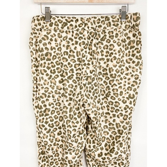 Caslon 100% Linen‎ Leopard Print Tulip Hem Pants, Beige Oyster - Size S - Picture 6 of 9